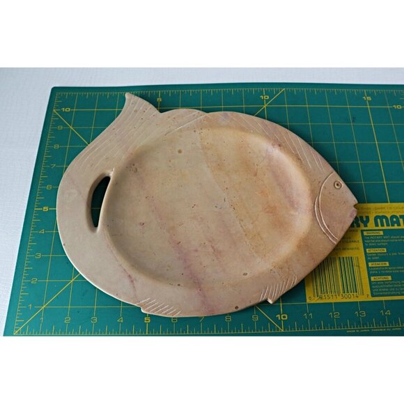 Vintage Hand Carved Stone Fish Platter/ Gefilte Fish Platter - Picture 6 of 7